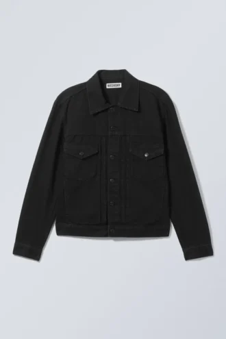 Jeansjacke in lockerer Passform – Black Rinse – Schwarz