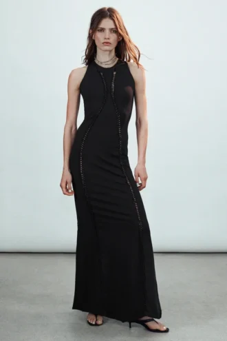 Jersey-Knoten-Kleid – Schwarz