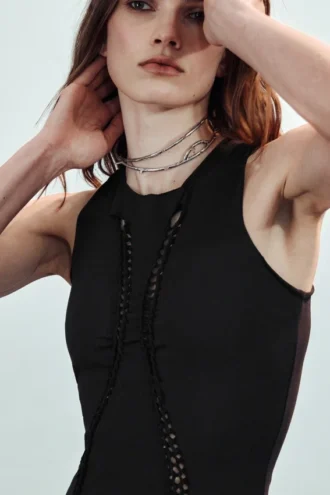 Jersey-Knoten-Kleid – Schwarz