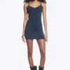 Jersey-Mini-Kleid mit V-Ausschnitt – Dunkelblau