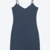 Jersey-Mini-Kleid mit V-Ausschnitt – Dunkelblau