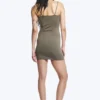 Jersey-Minikleid mit V-Ausschnitt – Staubgrau