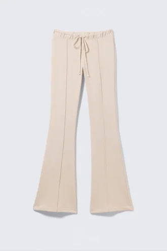 Jogginghose mit mittlerer Leibhöhe, Biesen und ausgestelltem Bein – Hellbeige