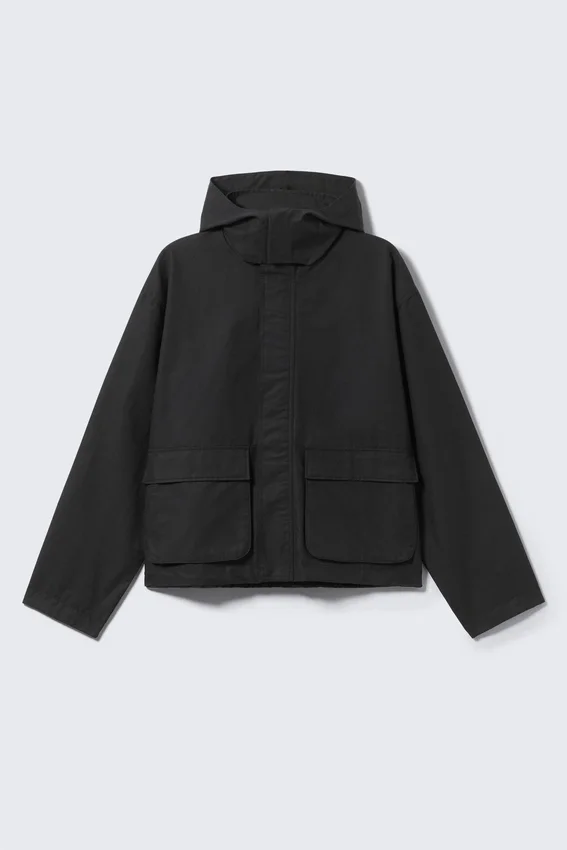 Kapuzenjacke in lockerer Passform – Schwarz Kapuzenjacke in lockerer Passform – Schwarz