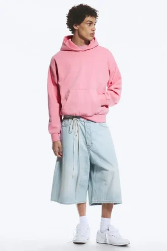 Kapuzenpullover mit lockerer Passform – gewaschenes Rosa