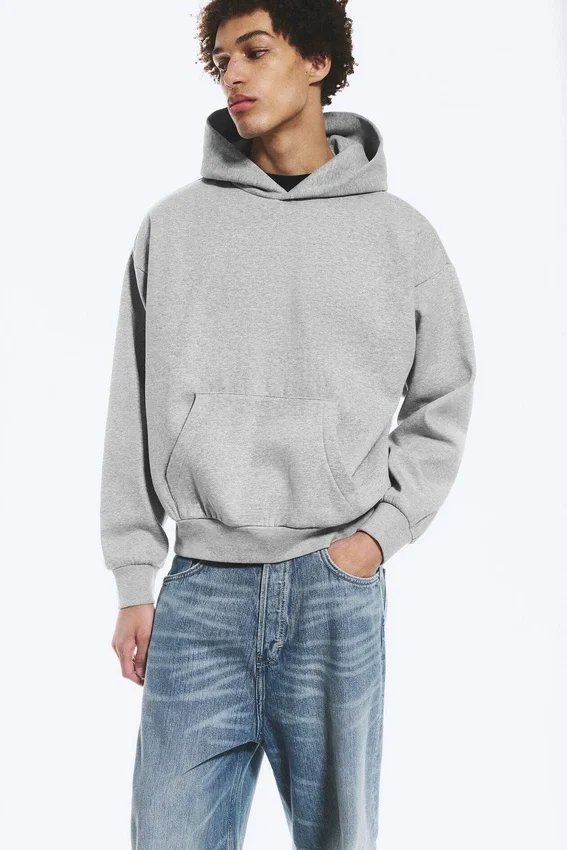 Kapuzenpullover mit lockerer Passform – Grau meliert Kapuzenpullover mit lockerer Passform – Grau meliert