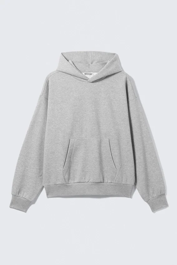 Kapuzenpullover mit lockerer Passform – Grau meliert Kapuzenpullover mit lockerer Passform – Grau meliert