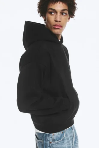 Kapuzenpullover mit lockerer Passform – Schwarz