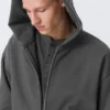 Kapuzenpullover mit Reißverschluss in lockerer Passform – Dunkelgrau Kapuzenpullover mit Reißverschluss in lockerer Passform – Dunkelgrau