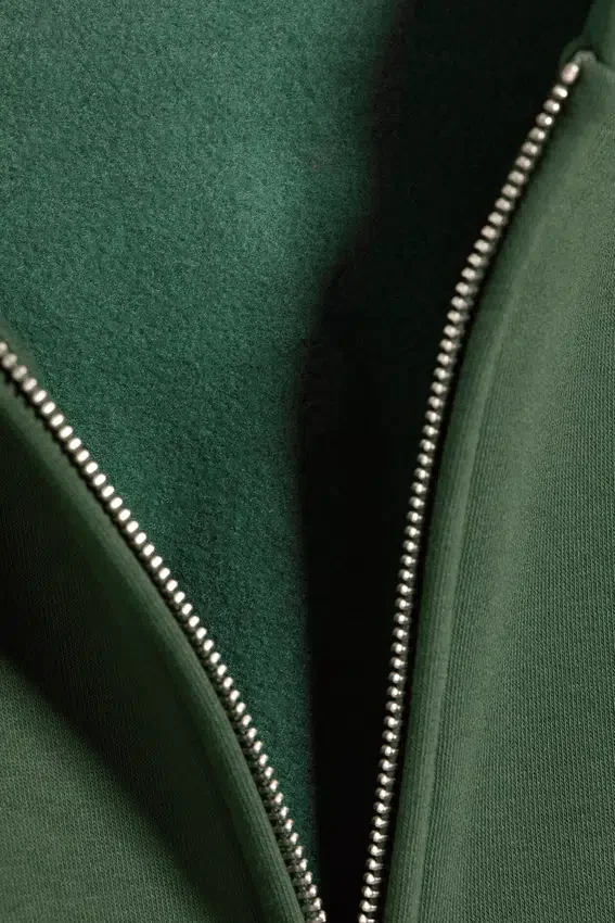Kapuzenpullover mit Reißverschluss in lockerer Passform – Dunkelgrün Kapuzenpullover mit Reißverschluss in lockerer Passform – Dunkelgrün