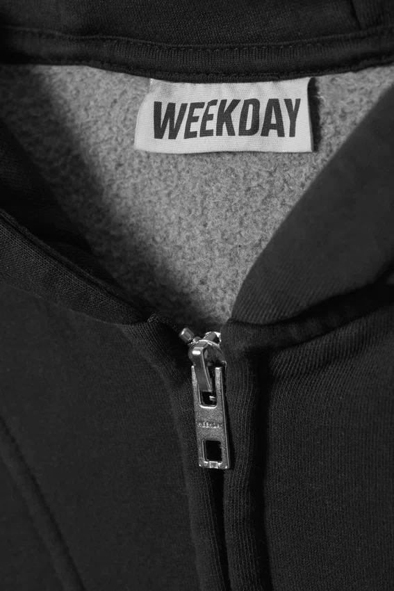 Kapuzenpullover mit Reißverschluss in lockerer Passform – gewaschenes Schwarz Kapuzenpullover mit Reißverschluss in lockerer Passform – gewaschenes Schwarz