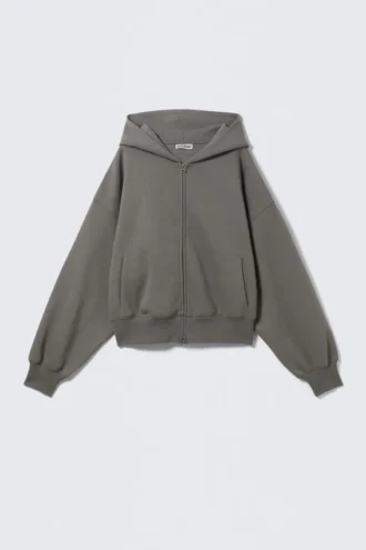 Kapuzenpullover mit Reißverschluss in Regular Fit – Dusty Grey Kapuzenpullover mit Reißverschluss in Regular Fit – Dusty Grey
