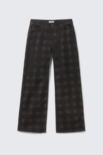 Karierte Twill-Hose mit niedriger Leibhöhe und geradem Bein – Dark Brown Haze Karierte Twill-Hose mit niedriger Leibhöhe und geradem Bein – Dark Brown Haze
