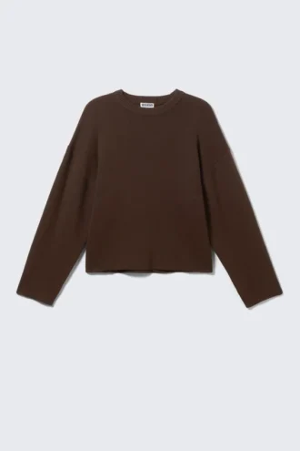 Kastenförmiger Strickpullover aus Baumwolle – Dunkelbraun