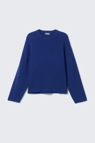 Kastenförmiger Strickpullover aus Baumwolle – Hellblau Kastenförmiger Strickpullover aus Baumwolle – Hellblau