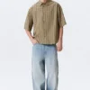 Kastiges Kurzarm-Hemd – kariert, beige Kastiges Kurzarm-Hemd – kariert, beige