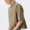 Kastiges Kurzarm-Hemd – kariert, beige Kastiges Kurzarm-Hemd – kariert, beige