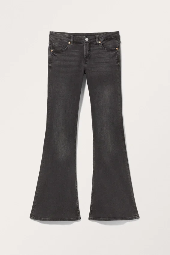 Katsumi Low-Waist-Flared-Jeans – Washed Black Katsumi Low-Waist-Flared-Jeans – Washed Black