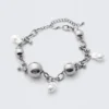 Kette mit klobigen Perlenanhängern – Silber Kette mit klobigen Perlenanhängern – Silber