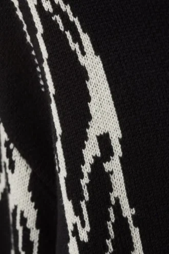 Klassischer Jacquard-Strick-Pullover mit Print – Schwarz – Iced Veins