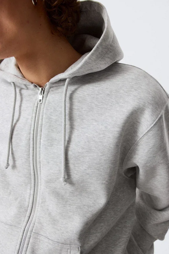 Klassischer Kapuzenpullover mit Reißverschluss – Grau meliert Klassischer Kapuzenpullover mit Reißverschluss – Grau meliert