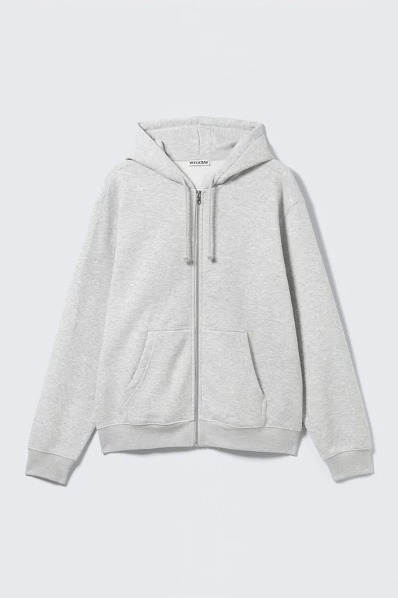 Klassischer Kapuzenpullover mit Reißverschluss – Grau meliert Klassischer Kapuzenpullover mit Reißverschluss – Grau meliert
