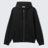 Klassischer Kapuzenpullover mit Reißverschluss – Schwarz Klassischer Kapuzenpullover mit Reißverschluss – Schwarz