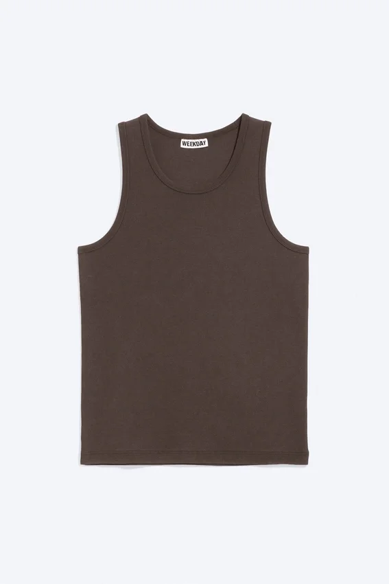 Klassisches geripptes Tanktop – Dunkelbraun Klassisches geripptes Tanktop – Dunkelbraun