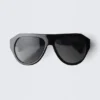 Klobige Unisex-Sonnenbrille im Pilotenstil – Schwarz – Schwarze Gläser Klobige Unisex-Sonnenbrille im Pilotenstil – Schwarz – Schwarze Gläser