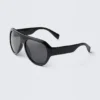 Klobige Unisex-Sonnenbrille im Pilotenstil – Schwarz – Schwarze Gläser Klobige Unisex-Sonnenbrille im Pilotenstil – Schwarz – Schwarze Gläser