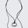 Kordel-Anhänger-Halskette – Silber – Schwarze Kordel