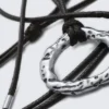Kordel-Anhänger-Halskette – Silber – Schwarze Kordel