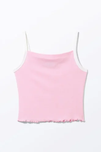 Kürzliches geripptes Tanktop – Rosa