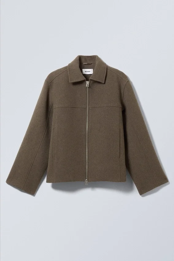 Kurze Jacke aus Wollmischung – Dunkelbraun Kurze Jacke aus Wollmischung – Dunkelbraun