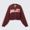 Kurze Jacquard-Strickjacke mit Reißverschluss – Dunkelrot – Leicht sportlich Kurze Jacquard-Strickjacke mit Reißverschluss – Dunkelrot – Leicht sportlich
