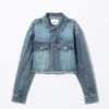 Kurze Oversize-Jeansjacke mit Barrel-Ärmeln – Starling Blue Kurze Oversize-Jeansjacke mit Barrel-Ärmeln – Starling Blue