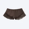 Kurze Satin-Spitzen-Shorts – Dunkelbraun Kurze Satin-Spitzen-Shorts – Dunkelbraun