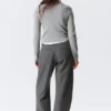 Kurze Strickjacke mit V-Ausschnitt – Grau meliert Kurze Strickjacke mit V-Ausschnitt – Grau meliert