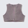 Kurzer Denim-Bralette mit Reißverschluss am Rücken – gewaschenes Lila Kurzer Denim-Bralette mit Reißverschluss am Rücken – gewaschenes Lila