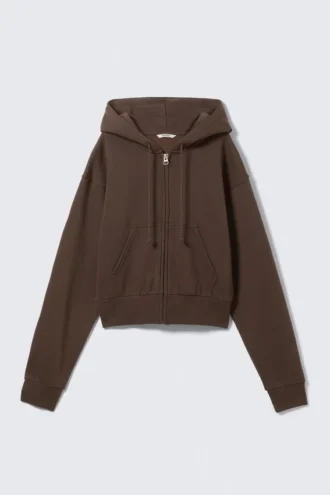 Kurzer Kapuzenpullover mit Reißverschluss – Dunkelbraun – Magic Kurzer Kapuzenpullover mit Reißverschluss – Dunkelbraun – Magic