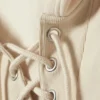 Kurzer Kapuzenpullover mit Schnürung – Hellbeige Kurzer Kapuzenpullover mit Schnürung – Hellbeige