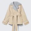 Kurzer, wendbarer Trenchcoat mit doppelter Knopfleiste – Beige & Hellgrau Kurzer, wendbarer Trenchcoat mit doppelter Knopfleiste – Beige & Hellgrau