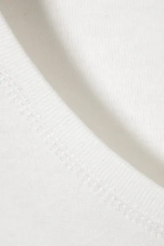 Kurzes bedrucktes T-Shirt aus geripptem Baumwollstoff – Weiß – Drachenfrucht