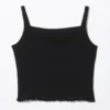 Kurzes geripptes Tanktop – Schwarz Kurzes geripptes Tanktop – Schwarz