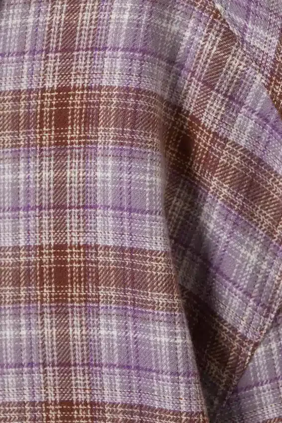 Kurzes kariertes Flanellhemd – Purple Check Kurzes kariertes Flanellhemd – Purple Check