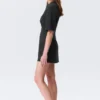 Kurzärmeliges Baumwoll-Minikleid – Schwarz