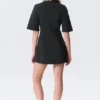 Kurzärmeliges Baumwoll-Minikleid – Schwarz