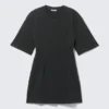 Kurzärmeliges Baumwoll-Minikleid – Schwarz