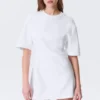 Kurzärmeliges Baumwoll-Minikleid – Weiß