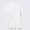 Kurzärmeliges Baumwoll-Minikleid – Weiß